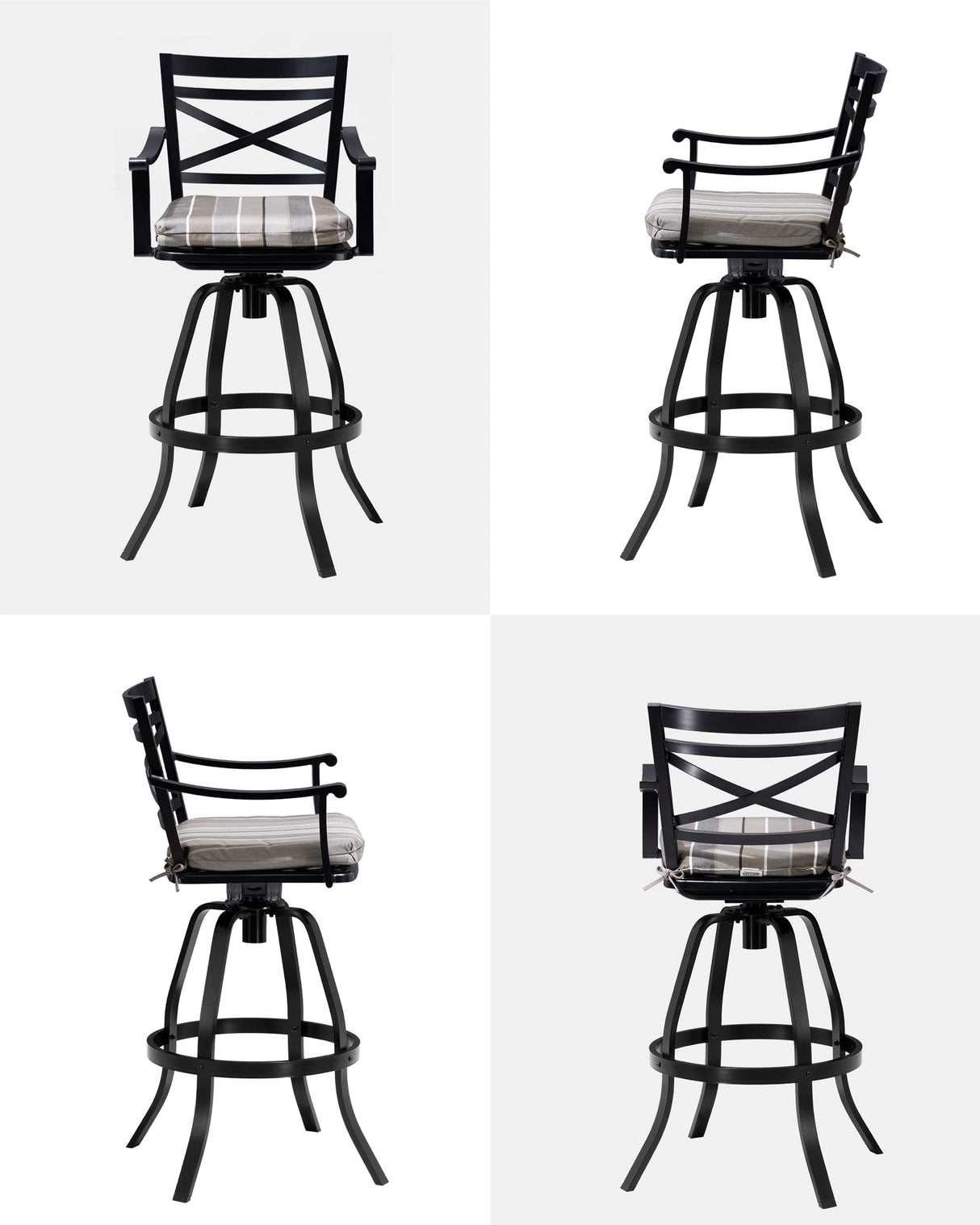 Sunbrella Outdoor Bar Stools Set of 4-30" H Aluminum Swivel Patio Bar Height Bar Stools