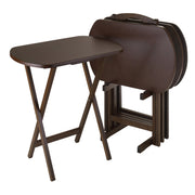 CorbettClassic 5-Piece Walnut Folding Snack Table Set with Storage Stand