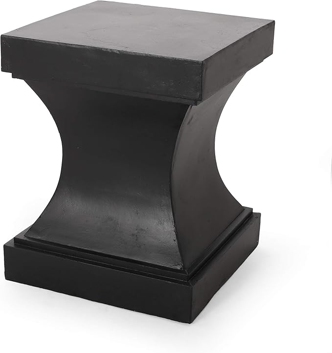 Allison Outdoor Modern Lightweight Concrete Side Table, Light Gray