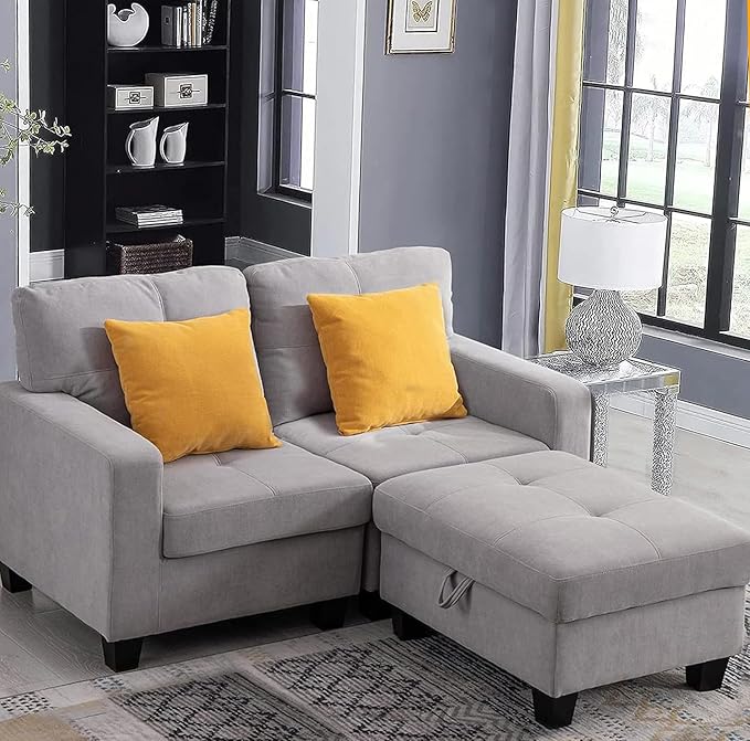 Modular Sofa Couch 4 Seat Sectional with Storage Ottoman