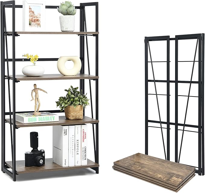 47-Inch Bookshelf, Modern Wooden Geometric Bookcase with Open Shelves, Anti-Tipping Kits, Wood Book Case Shelf, Open Cube Storage Organizer Display Rack for Living Room