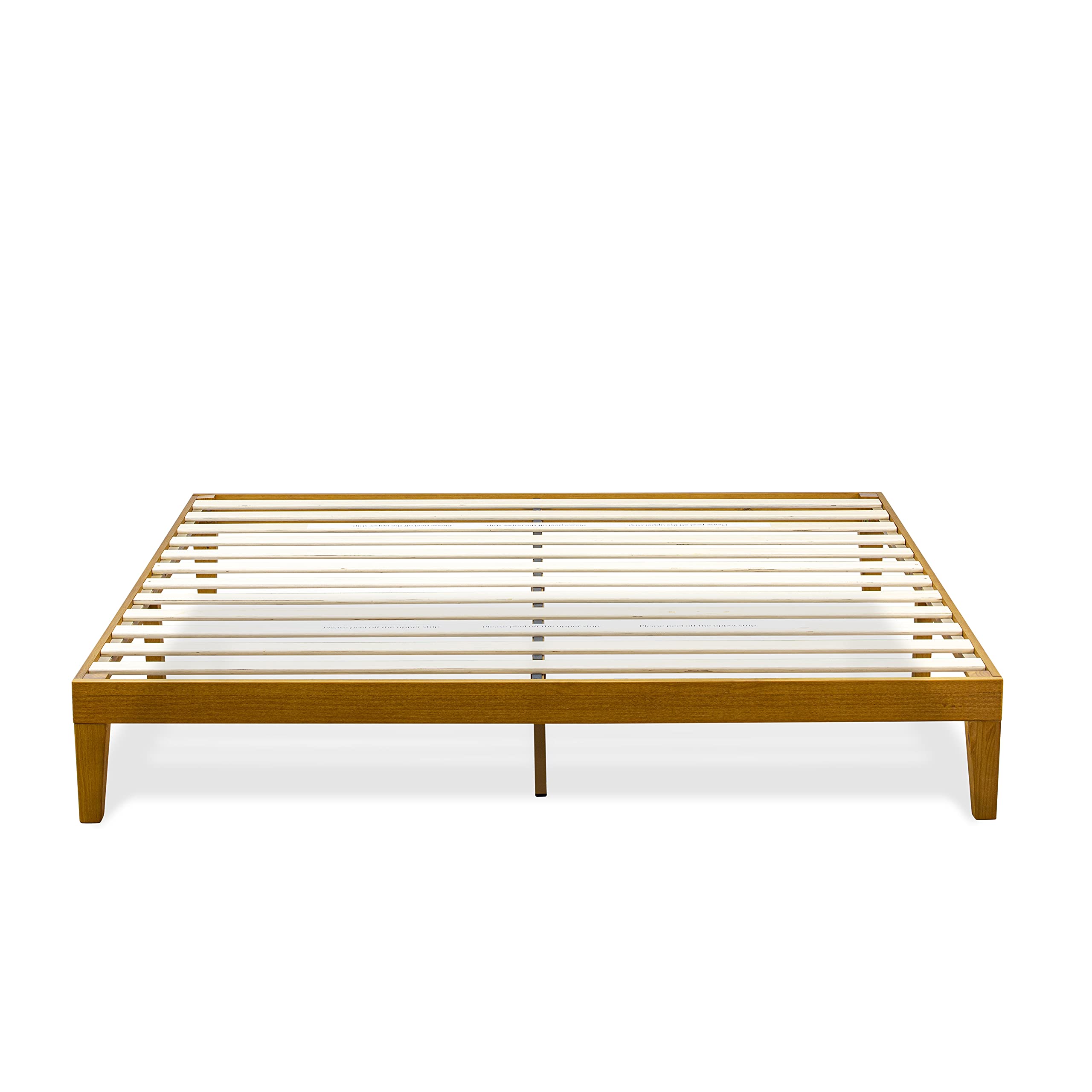 East West Furniture DNP-23-K King Size Platform Bed Frame with 4 Solid Wood Legs and 2 Extra Center Legs - Oak Finish