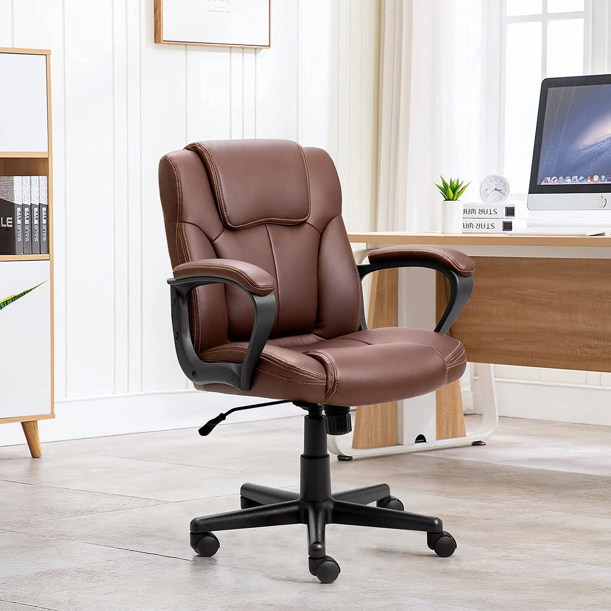 Executive Office Chair Swivel Task Seat with Ergonomic Mid-Back, Waist Support