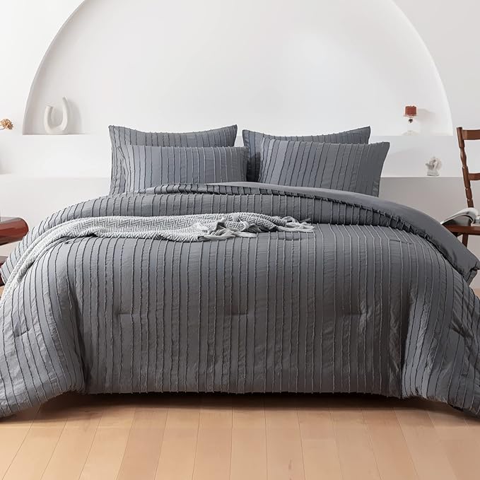 Queen Comforter Set, Burnt Orange Tufted Bed in a Bag