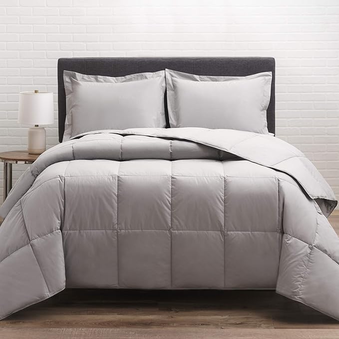 Allied Essentials Cotton Twill Down Comforter (Navy, Twin)