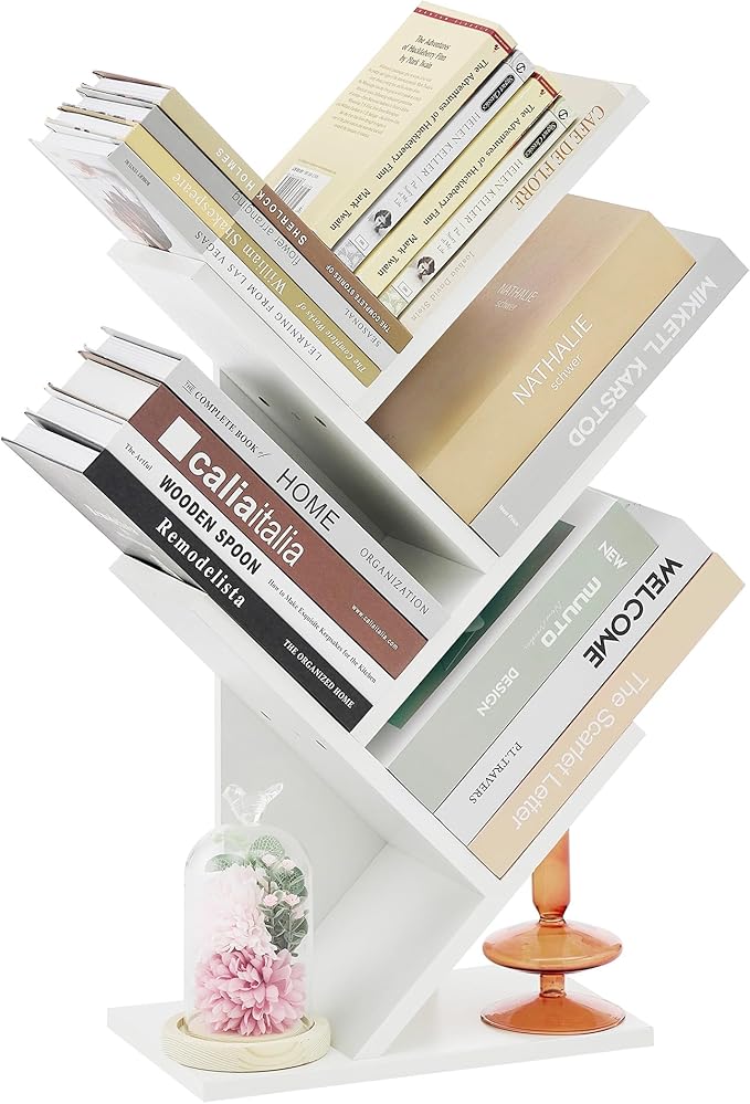 10 Tier Tree Bookshelf, 10 Shelf Bookcase, Free Standing Tree Bookcase, Display Floor Standing Shelf for Books