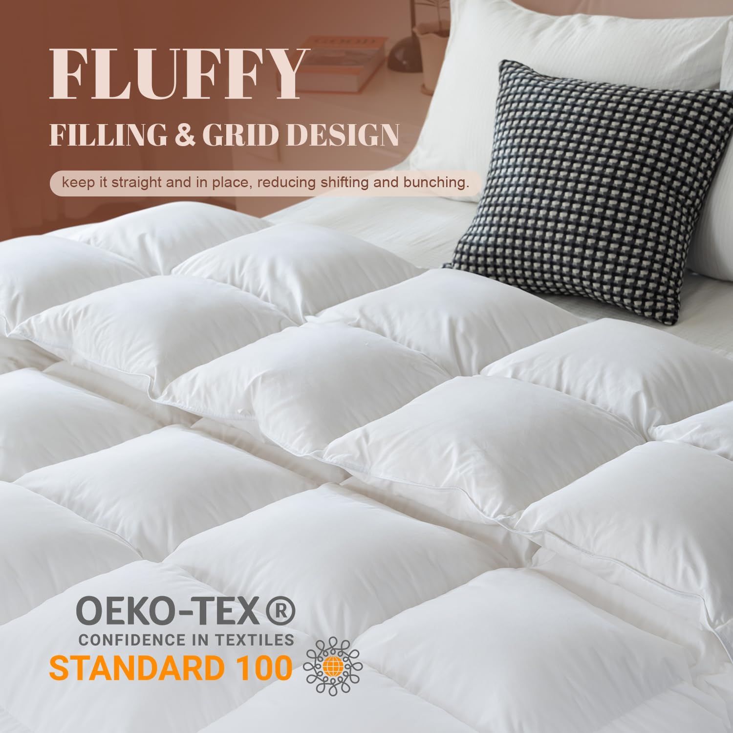 White King Size Feather Down Comforter,Filled with Feather and Down, All Season