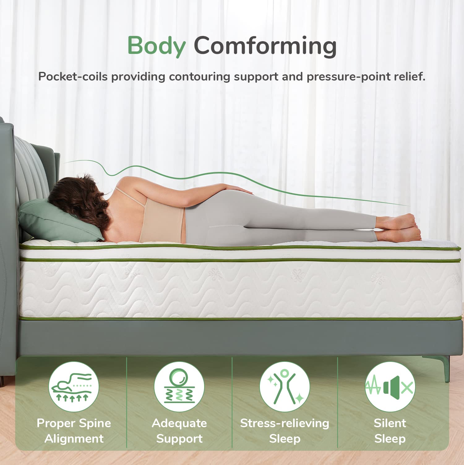 Queen Mattress, 12 Inch Hybrid Mattress with Gel Memory Foam & Pocketed Coil