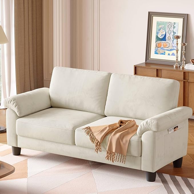 70" Velvet Sofa Couch with Storage - Mid-Century Modern Loveseat for Small Spaces