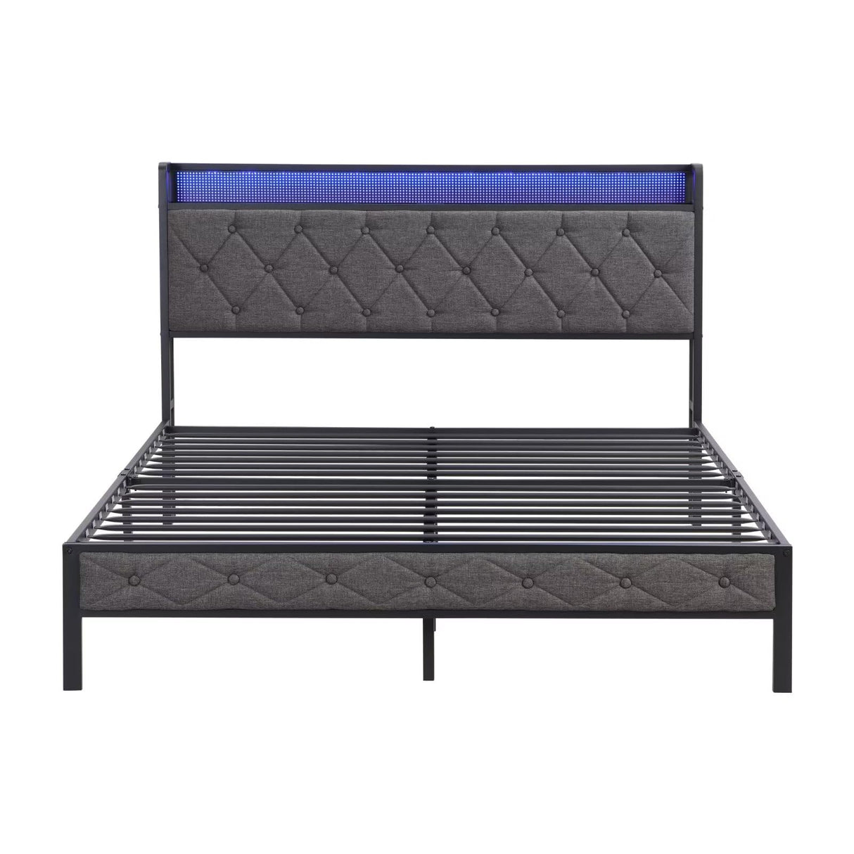 Queen Size Queen Bed Frame Metal Platform Bed Frame Storage Headboard
