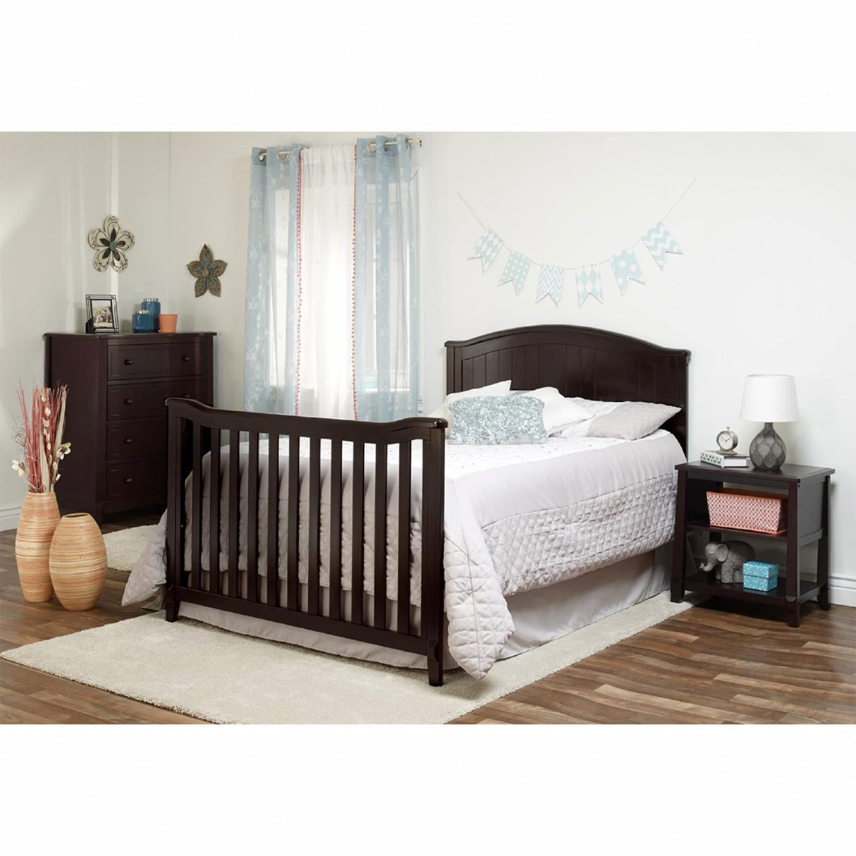 Fairview Crib, Classic 4-in-1 Convertible Crib, Made of Wood, Non-Toxic Finish, Wooden Baby Bed, Toddler Bed, Child’s Daybed and Full-Size Bed, Nursery Furniture - Espresso