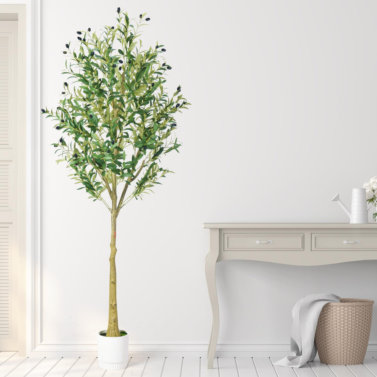 6ft Olive Tree, Olive Plant Artificial Indoor with 1296 Dense Leaves & 72 High-Simulated