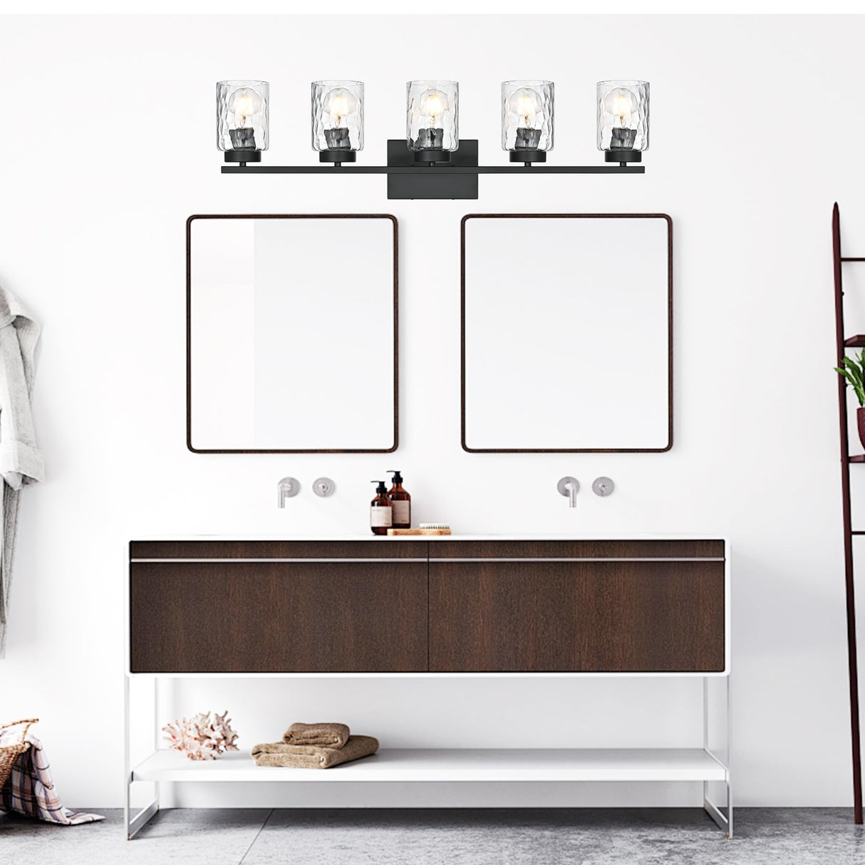 5 Light Bathroom Vanity Lighting Fixtures Farmhouse Black Wall Lamp Light