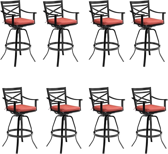 Sunbrella Outdoor Bar Stools Set of 4-30" H Aluminum Swivel Patio Bar Height Bar Stools
