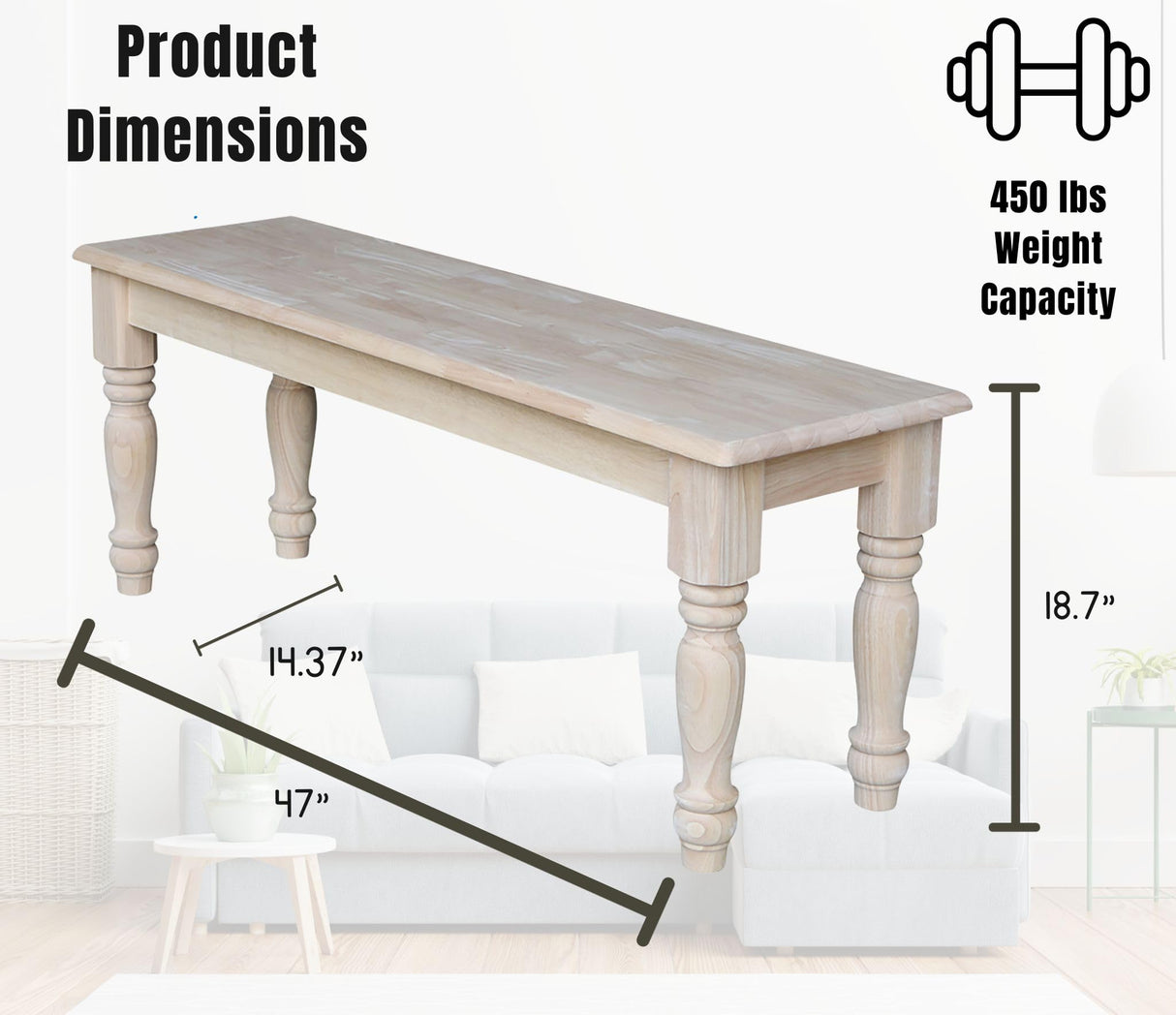 Farmhouse Bench, Unfinished