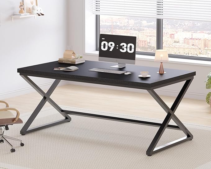 Black Computer Desk, Simple Work Desk for Home Office