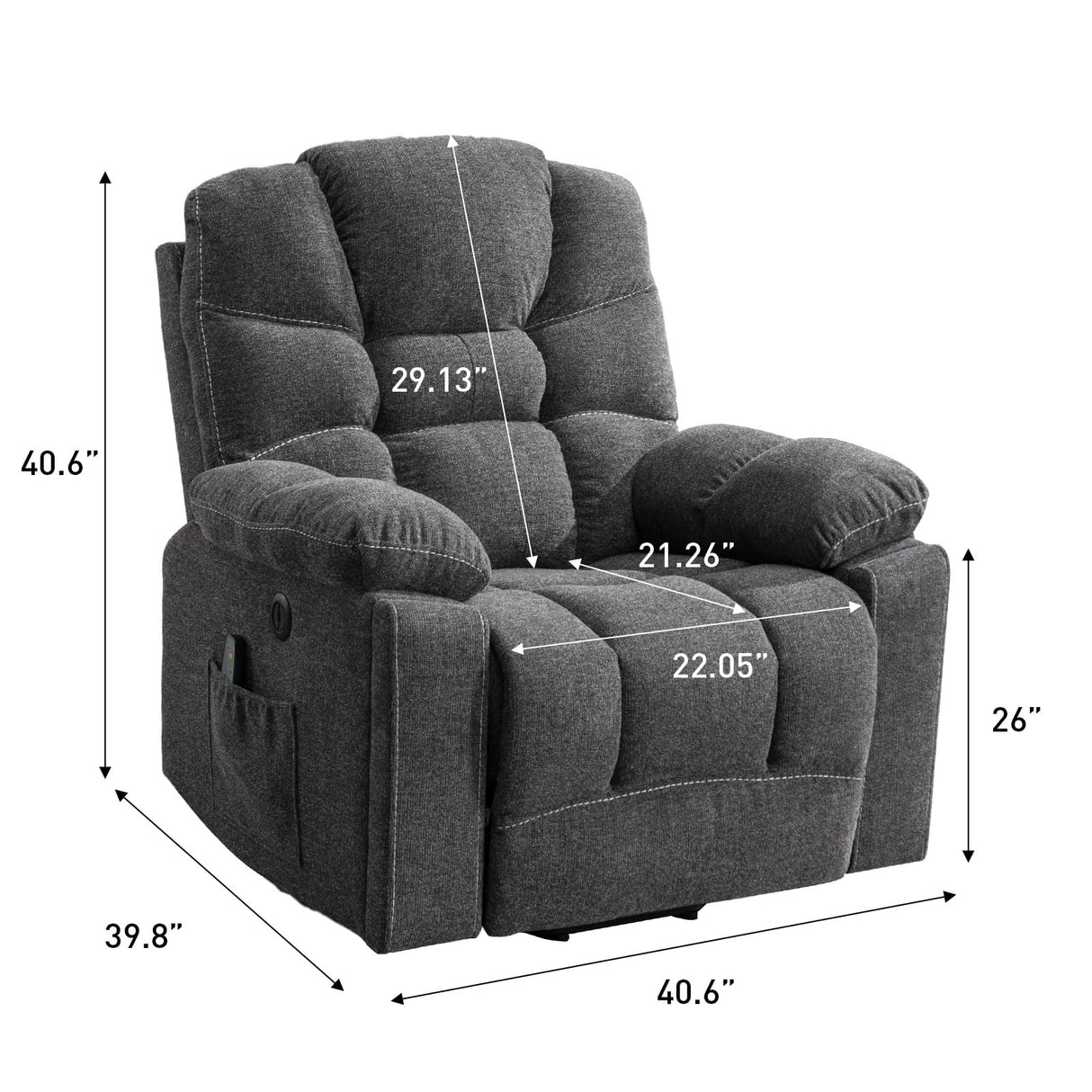 Power Lift Recliner Chair with Massage and Heat, Large Comfortable Chenille