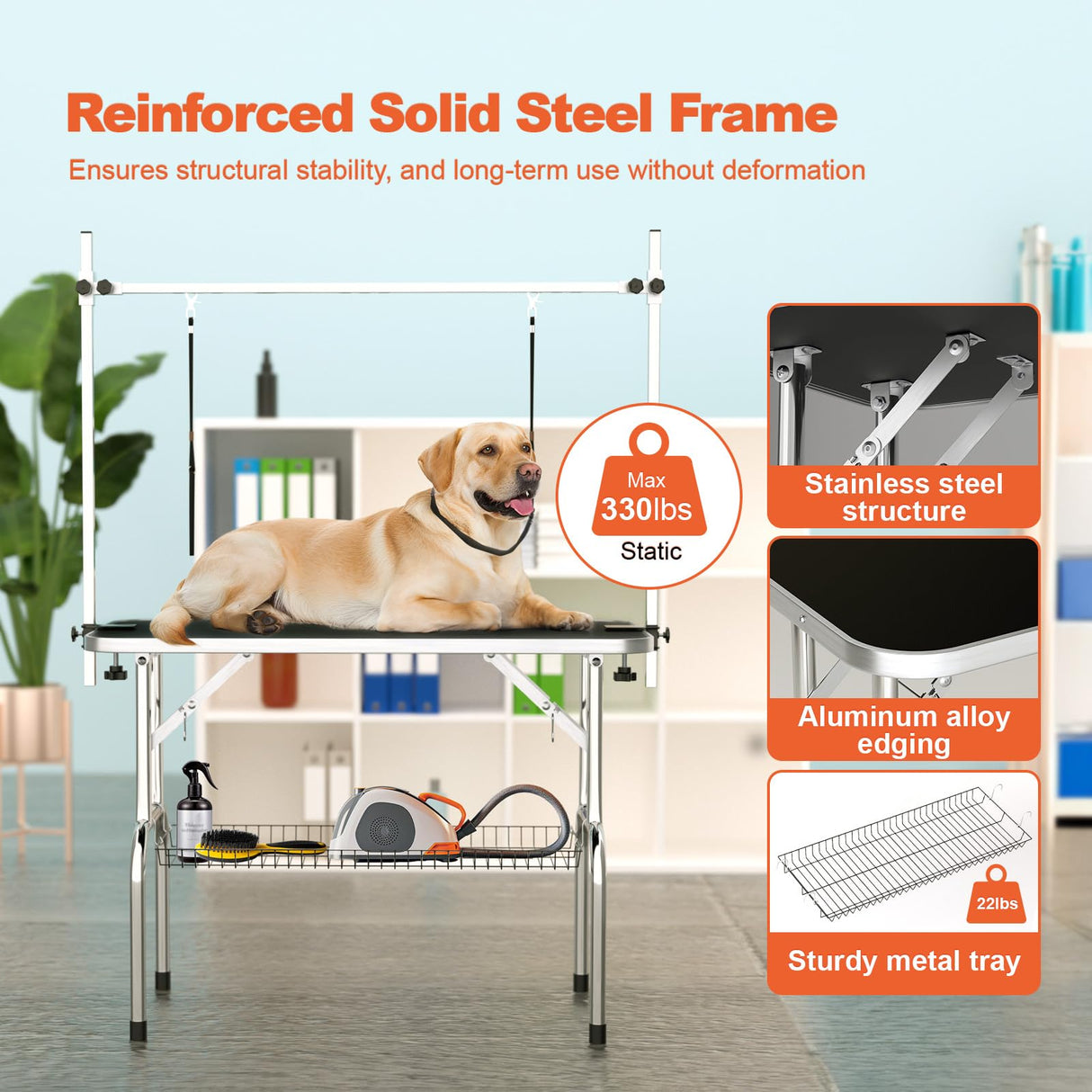 46" Foldable Dog Grooming Table for Large Dogs - Professional Home Grooming Station