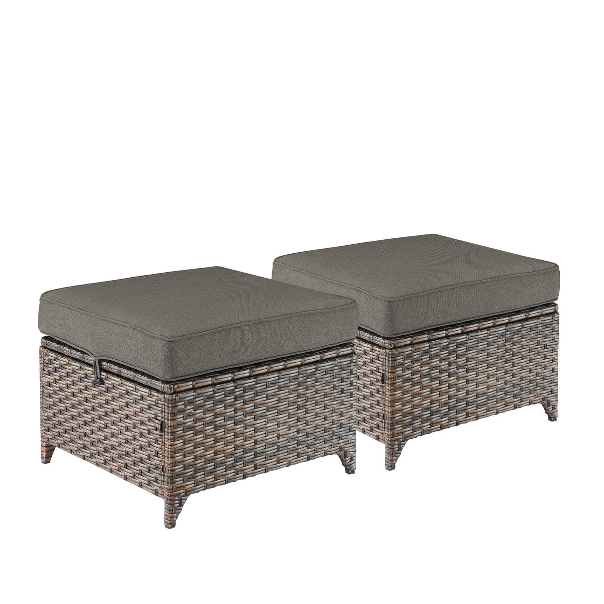 Outdoor Wicker Ottomans Rattan Footrests - Heavy Duty Outside Resin Rattan