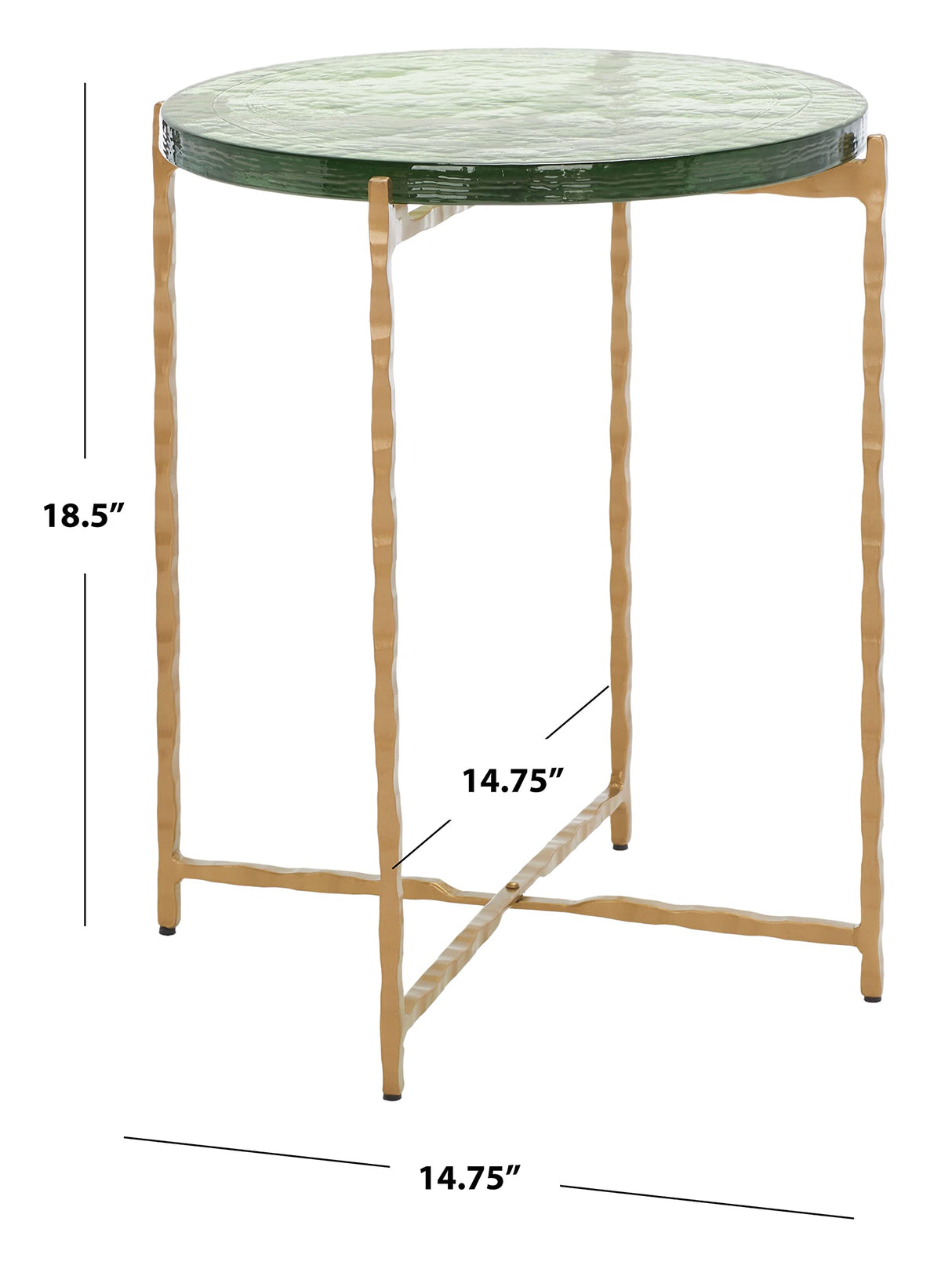 Home Collection Tengah Green/Brass Round Glass Accent Table