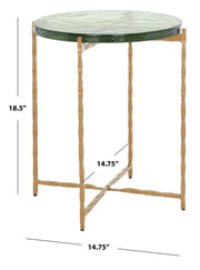 Home Collection Tengah Green/Brass Round Glass Accent Table