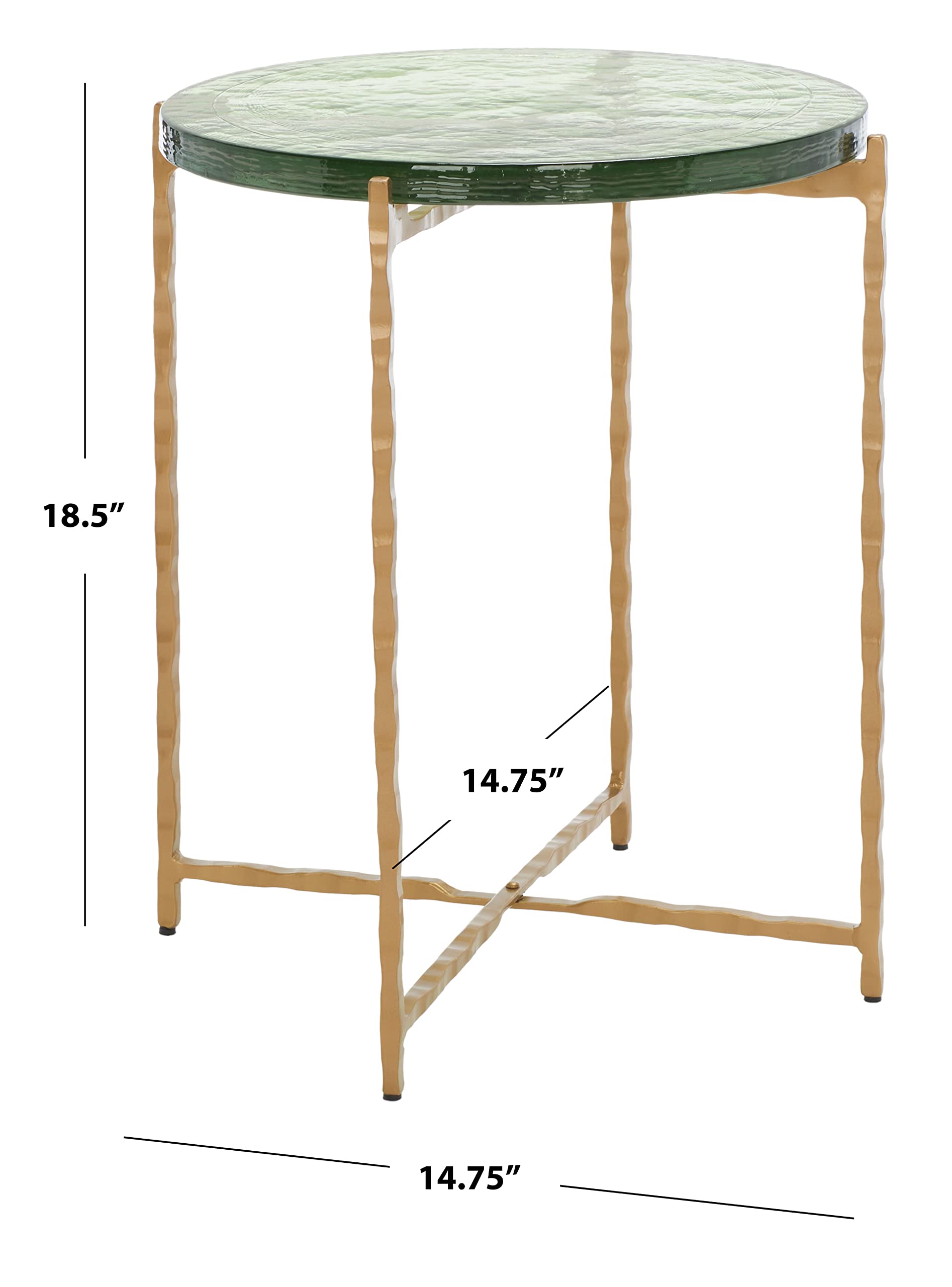 Home Collection Tengah Green/Brass Round Glass Accent Table
