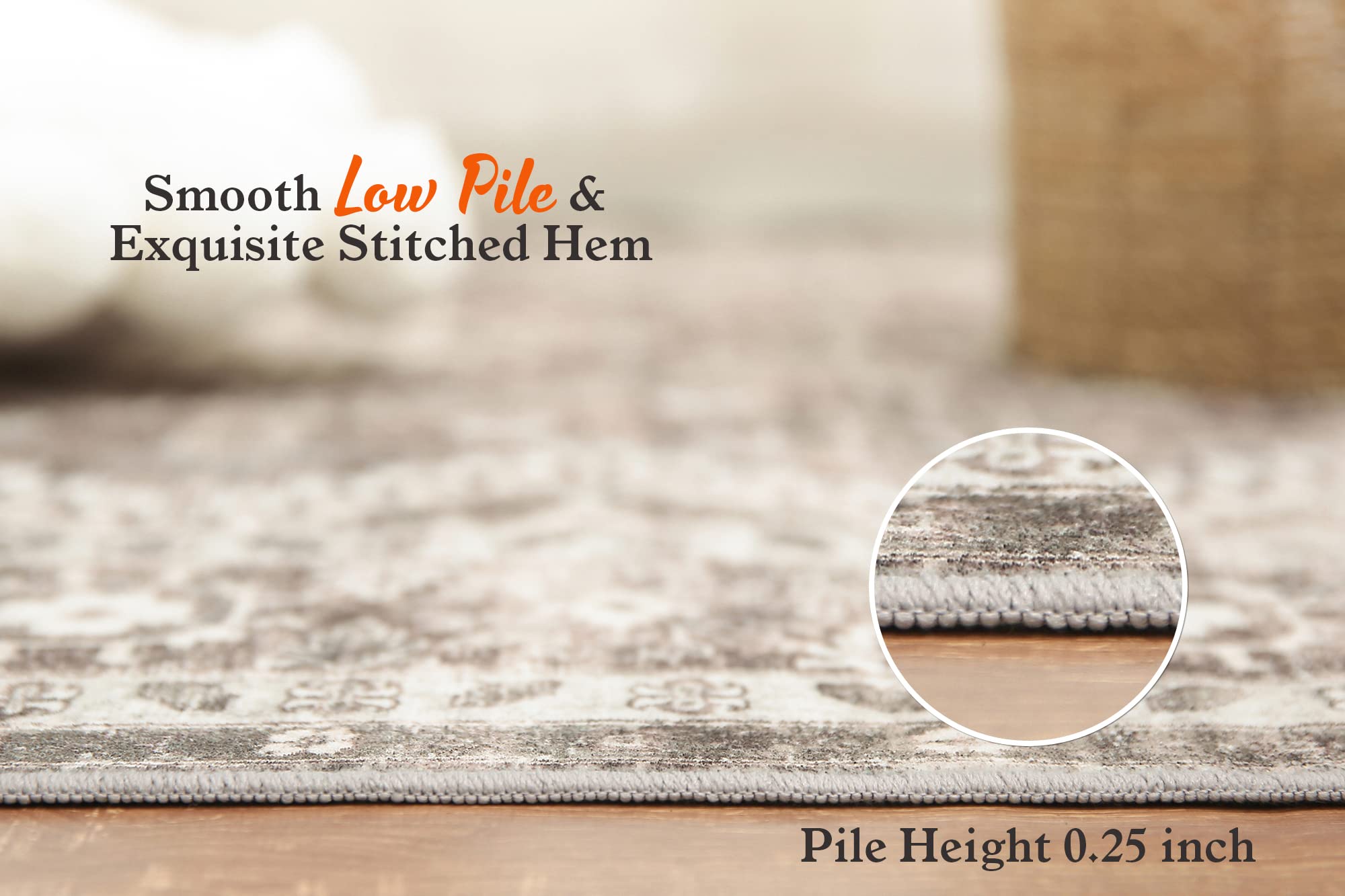 9x12 Area Rug - Stain Resistant Washable Rug, Anti Slip Backing Rugs for Living Room,