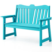Outdoor Bench, 2-Person Weatherproof Garden Bench with Wide Armrests and Backrest