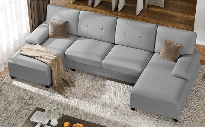Walsunny 106" Convertible U-Shaped Sectional Sofa – 6 Colors