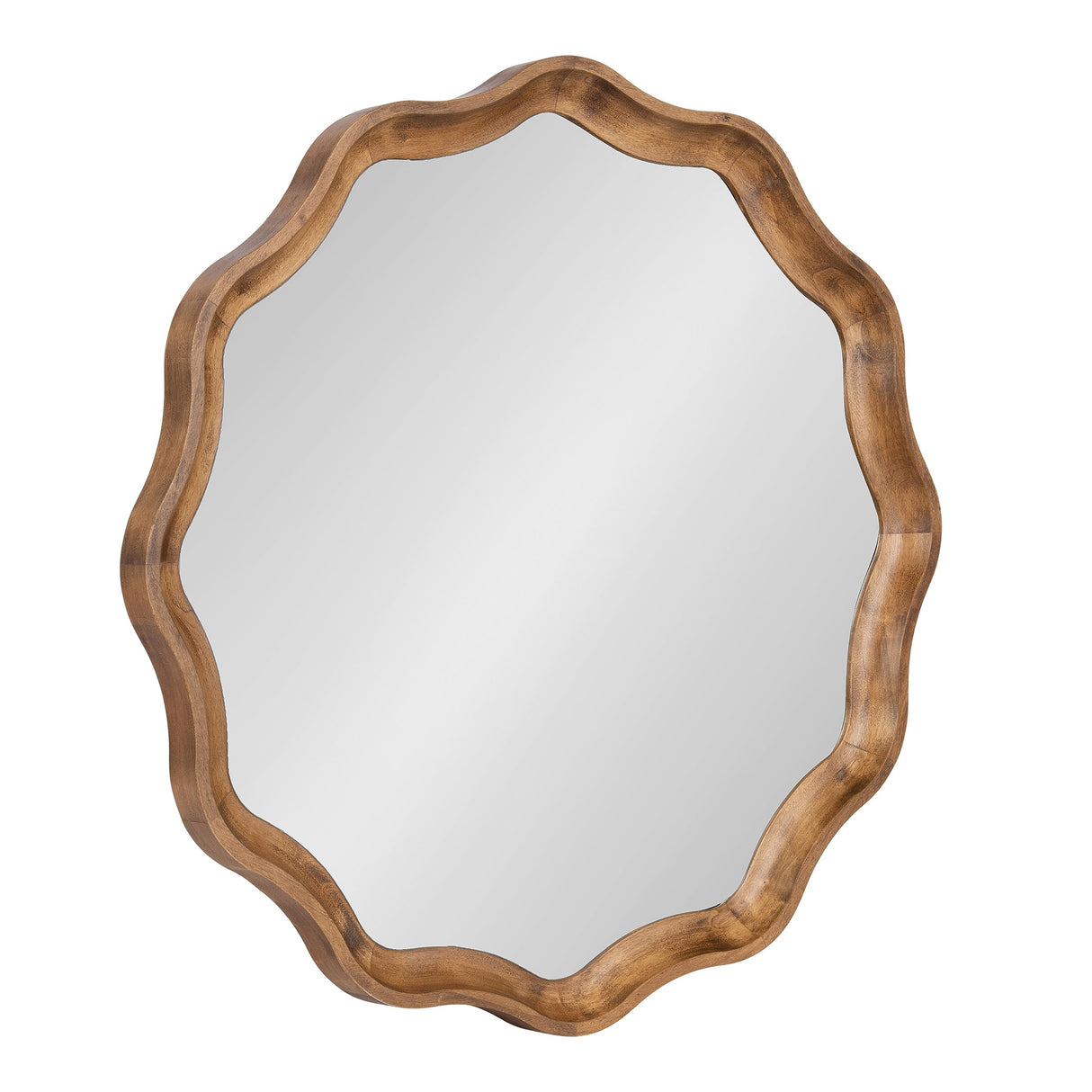 Hatherleigh Transitional Round Wooden Wall Mirror, 28 Inch Diameter