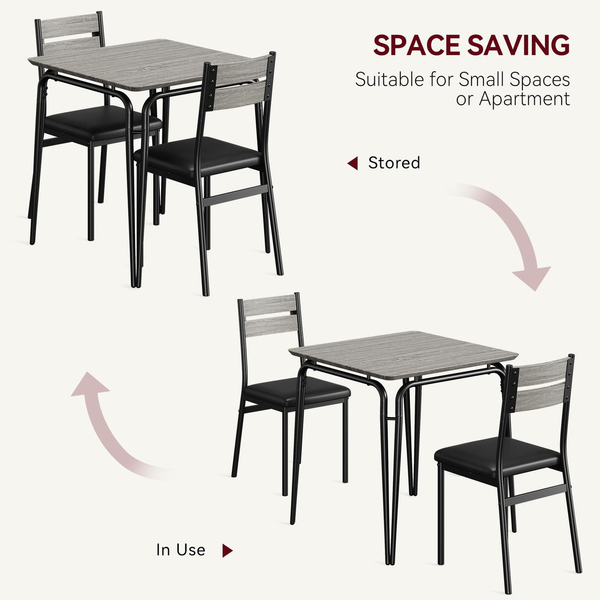 3-Piece Dining Table Set for Small Spaces