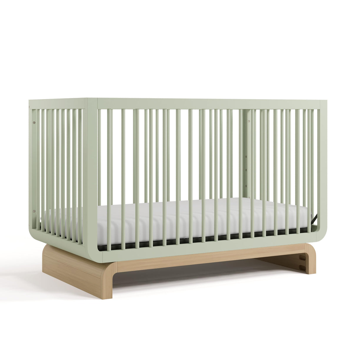 Santorini Deluxe 5-in-1 Convertible Crib with Bonus Toddler Guardrail (Sage with Driftwood) – GREENGUARD Gold Certified, Includes Toddler Guardrail, Fits Standard Crib Mattress