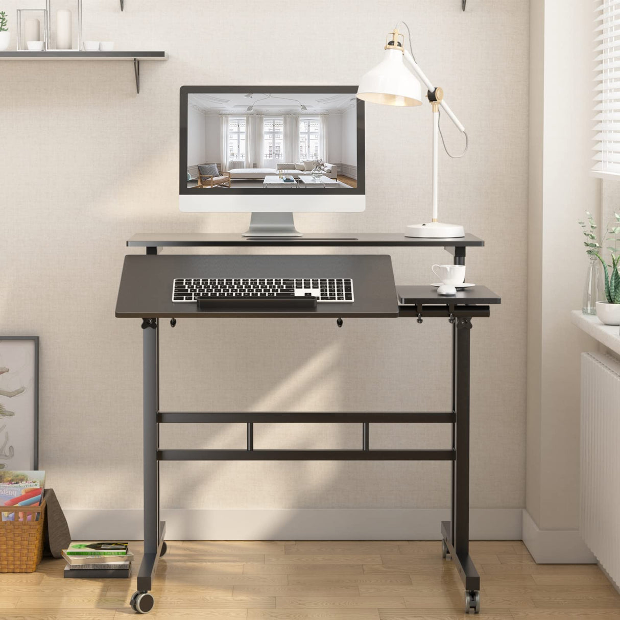 31.5inches Height Adjustable Desk Laptop Desk on The Wheels, Rolling Stand Up Desk