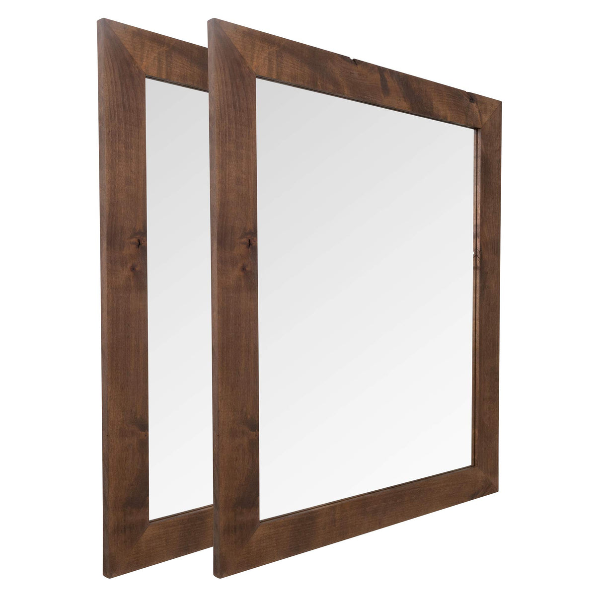 Farmhouse Bathroom Vanity Mirror, 24" x 31", Walnut Finish, 2-Pack