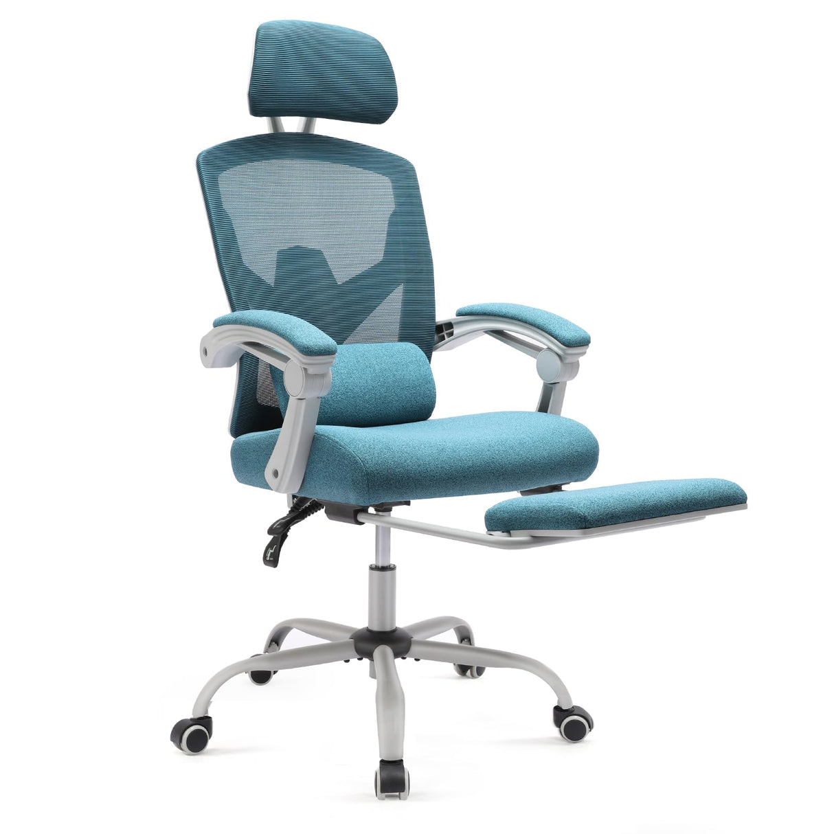 Ergonomic High-Back Mesh Office Chair with Footrest - Blue