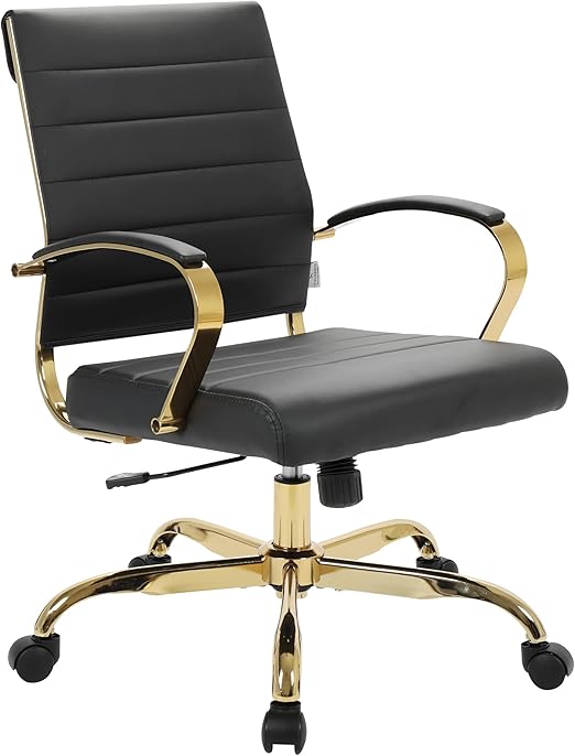 Mid-Back Ergonomic Office Chair - White Leather with Lumbar Support
