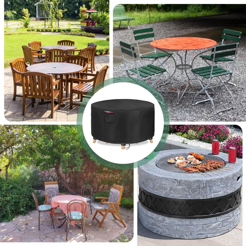 Round Patio Furniture Cover,Heavy Duty Waterproof Outdoor Table Chair Set Covers