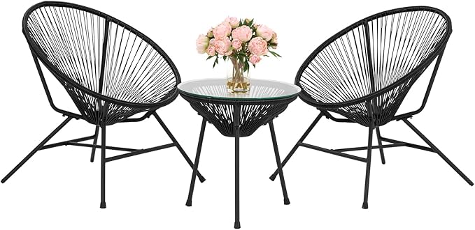 Acapulco Patio Bistro Set 3-Piece Outdoor Furniture Set All-Weather Woven Rope Patio