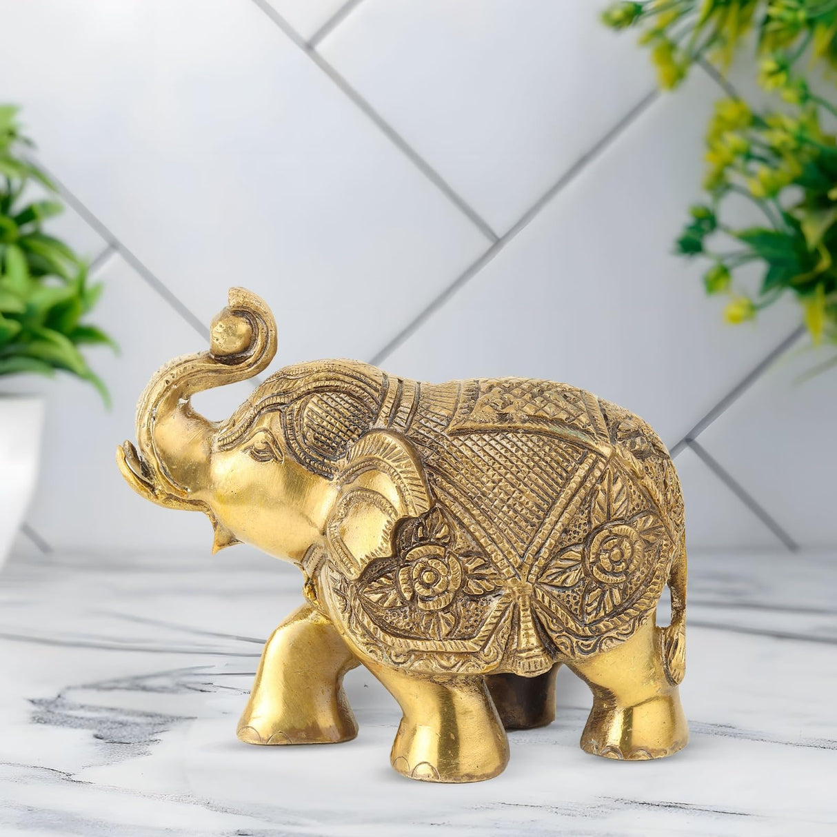 Nams International Indian Handicraft Brass Elephant Sculpture India Figurine Home Décor