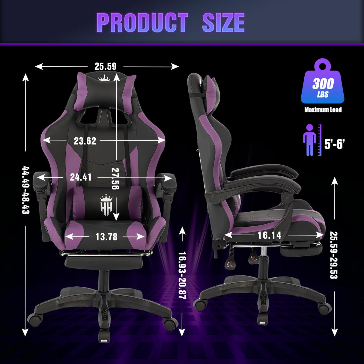 Ergonomic Gaming Chair with Footrest - Reclining Big and Tall Office Chair