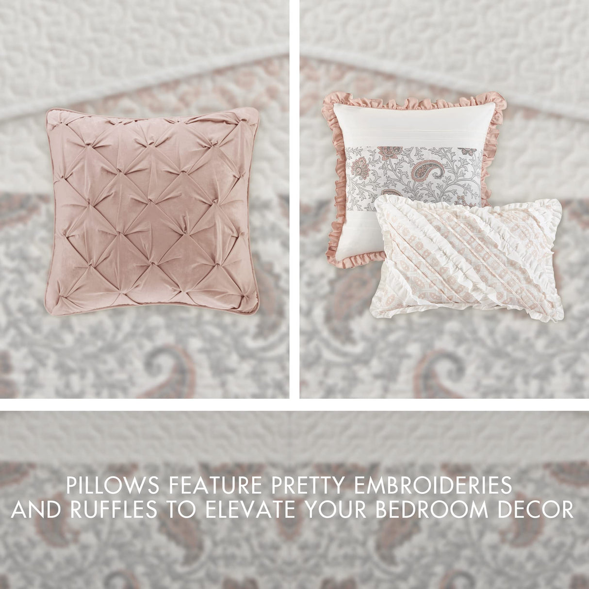 100% Cotton Quilt Set Floral Print, Double Sided Stitching