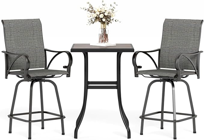 Outdoor Bar Stools Set of 4, Patio Bar Height Sling Chairs