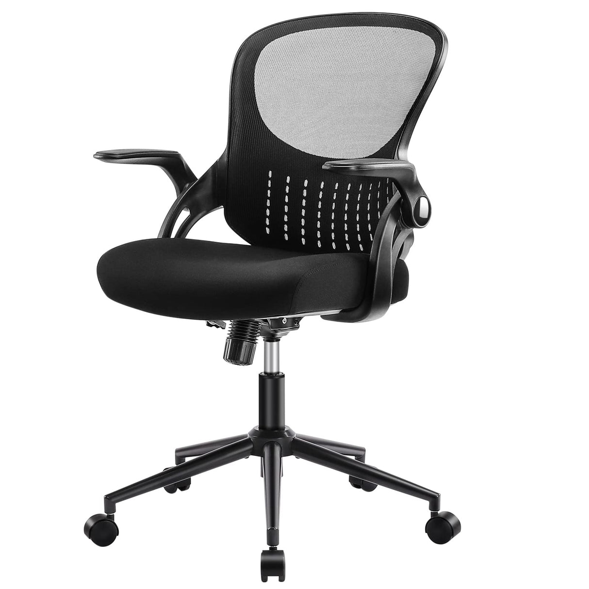 Computer Gaming Desk Chair, Ergonomic Mid-Back Mesh Rolling Work Swivel Chairs with Flip-up Arms, Comfortable Lumbar Support, Comfy Arms for Home,