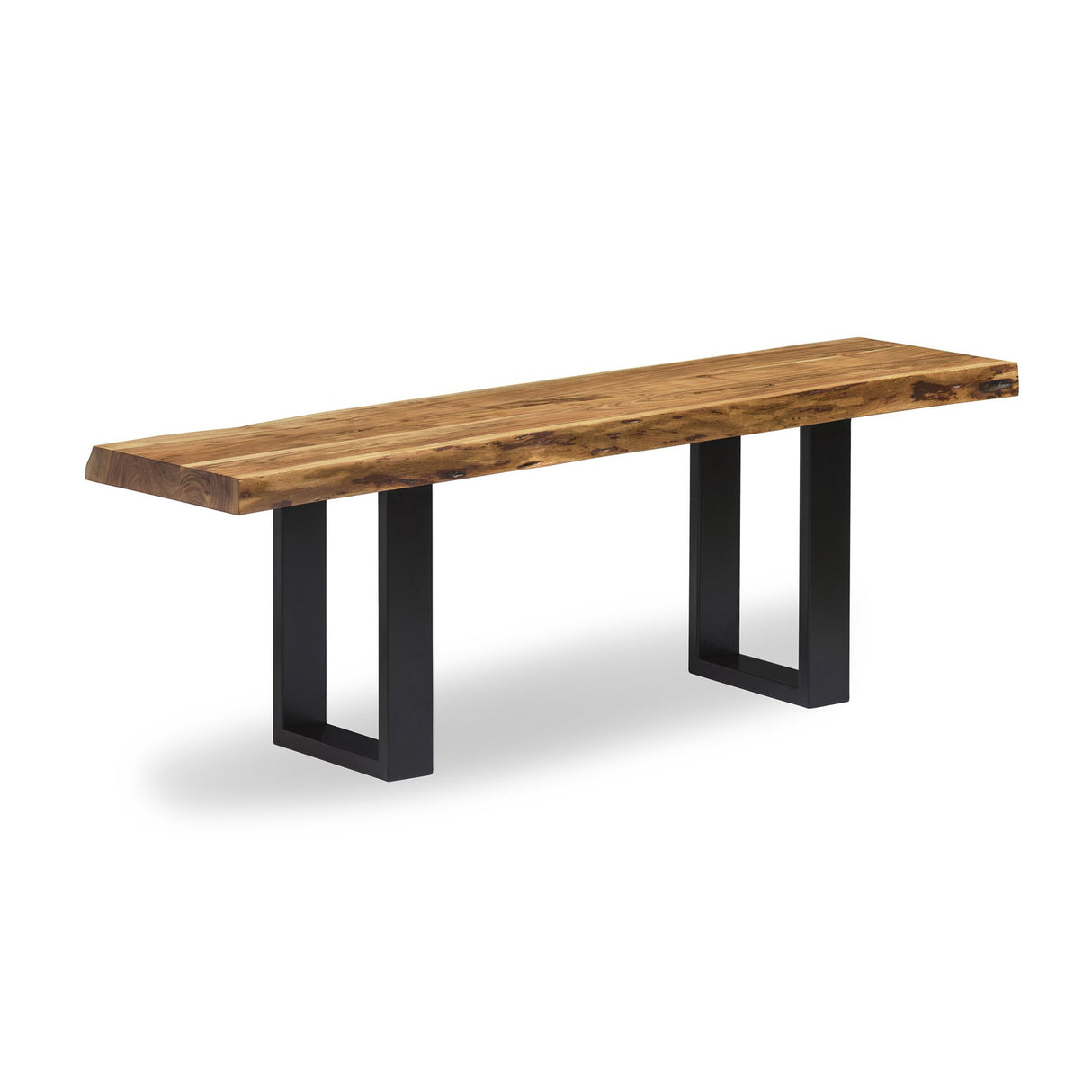 Natural Live Edge Acacia 48 in. Wood Bench with Metal Straps