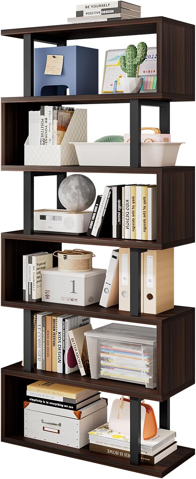 Bookshelf Geometric Bookcase S Shaped Industrial Bookshelf Storage Display Stand