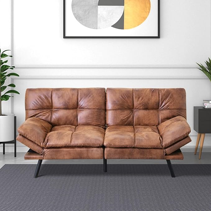 Futon Convertible Sofa Bed, Memory Foam Sleeper Couch