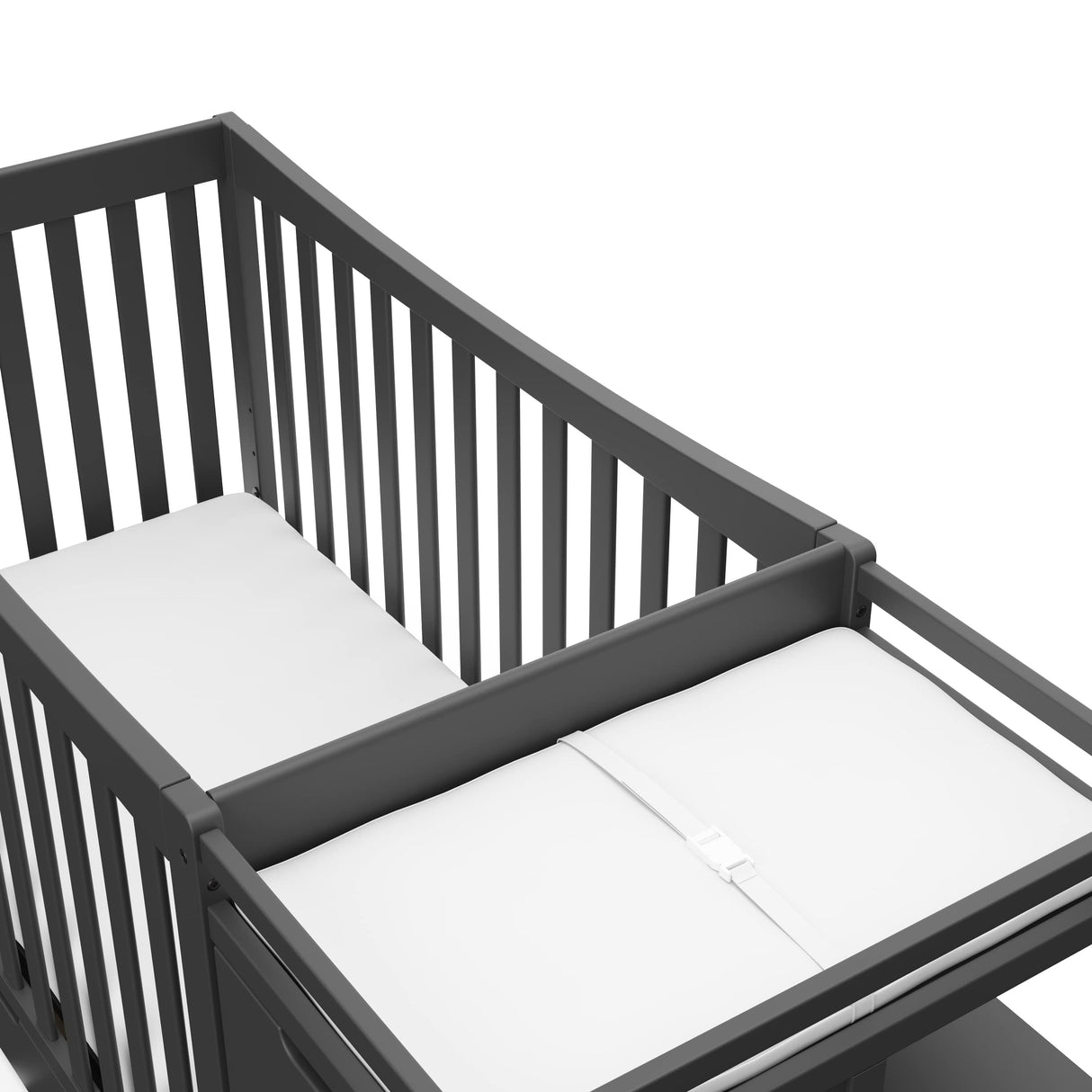 4-in-1 Convertible Crib & Changer with Drawer (Gray) – GREENGUARD Gold Certified, Crib and Changing -Table Combo, Includes Changing Pad, Converts to Toddler Bed, Daybed and Full-Size Bed