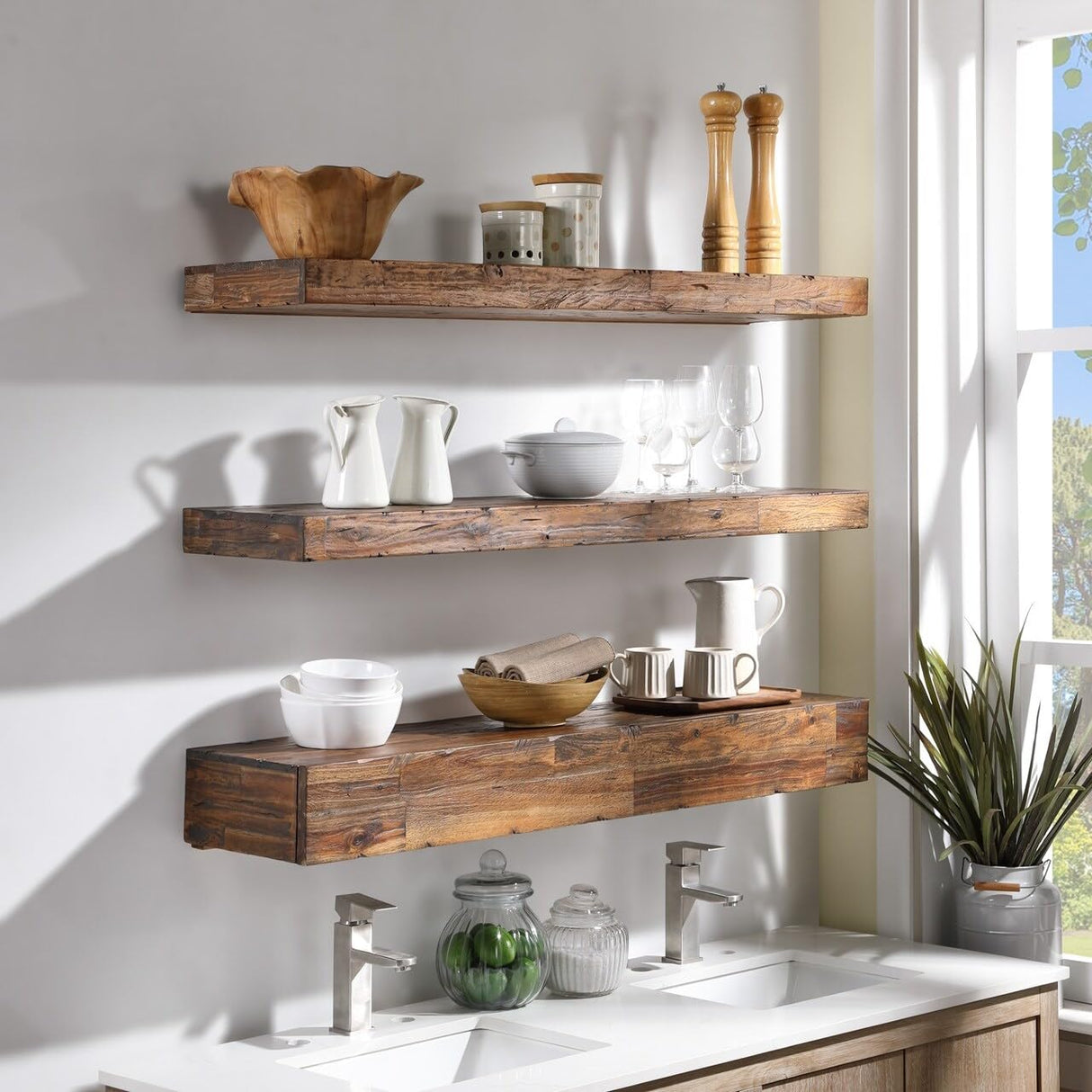 Distressed Floating Shelf Set