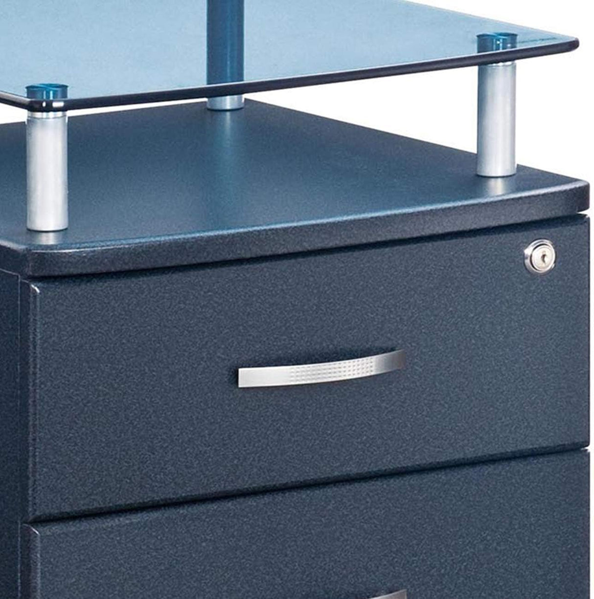 Rolling File Cabinet with Glass Top, Graphite