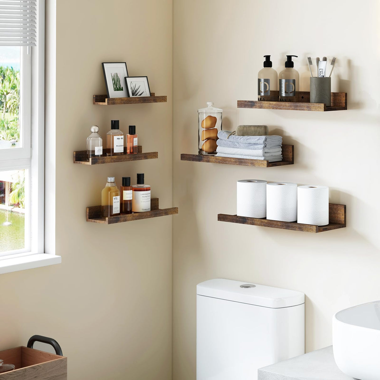 Floating Shelves, 6 Sets of Wall Mounted Shelves for Home Decor